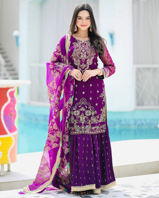 Wedding Wear Embroidery Sequence  Work Salwar Suit