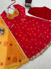 Trendy Stylish Georgette Digital Print With Real Mirror Work Gown