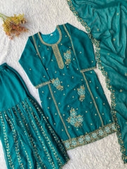 Party-wear Georgette Sequence Embroidery Work Gharara