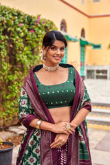 Effortless Glamours Tussar Silk Floral Printed With Foil Printed Lehenga Choli