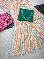 Stylish Coco Moco Zarkan Work Saree