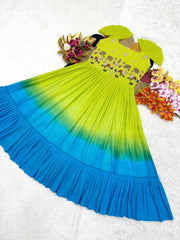 Beautiful Full Stitched Pure Mul Mul Cotton Dual Color Gown