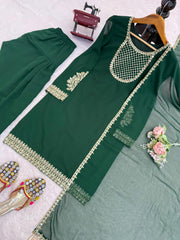 Party-wear Georgette Thread With Sequence Work Green Suit