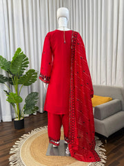 Beautiful Mull Chanderi Thread With Sequence Work Suit
