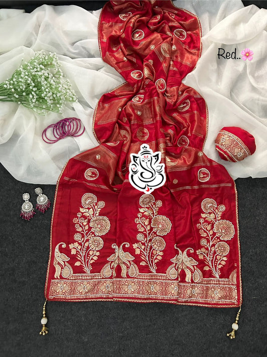 Beautiful Pure Dola Moti Hand Work Saree