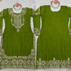 Party-wear Beautiful Designer Georgette Coding & Sequence With Pearl Work Sharara