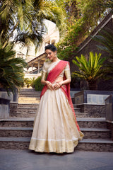 Traditional Jacquard Chex Zari Weaving Work Lehenga Choli