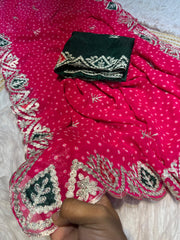 Beautiful Soft Georgette Bandhej Saree