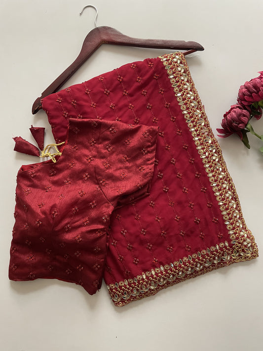 Bollywood Blockbuster Georgette Embroidery Work Saree