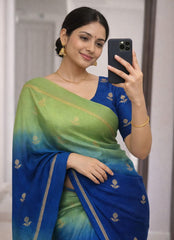 Beautiful Viscose Khadi Silk Jacquard Leaf Figure Designer Saree