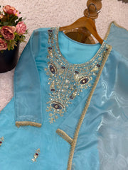 Party-wear Jimmy Choo Silk Embroidery Sequence Work Suit