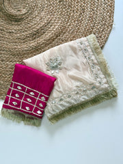 Beautiful Chinon Silk With Sobber kachi Gotta Work Saree