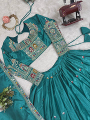 Beautiful Natural Crep Silk Coding Dori With Thread & Sequence Work Lehenga Choli