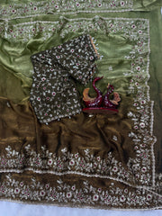Party-wear Shaded Color In Soft Fendy Chiffon Sequence Work Saree