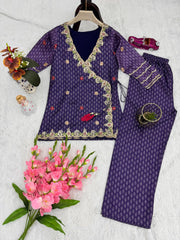 Designer Party-wear Vichitra Silk With Digital Printed Suit