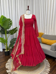 Beautiful Festive Special Georgette Ruffle Style Anarkali Gown