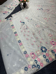 Party-wear Soft Net Embroidery Sequence Work Lehenga Choli