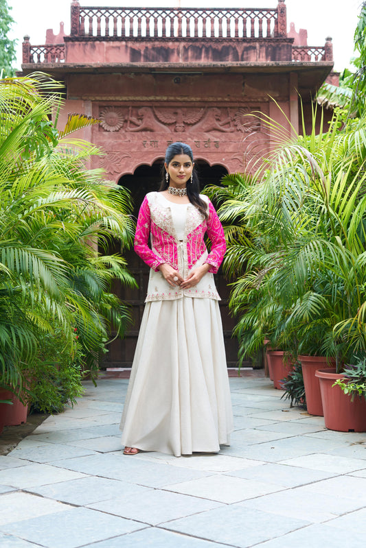 Festival Bandhej Koti &  Plazzo With Lehenga Choli