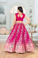 Perfect Bride Maid's Special Pink Chinon Designer Lehenga Choli