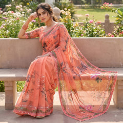 Party-wear Tabby Silk Beautiful Digital Printed Saree