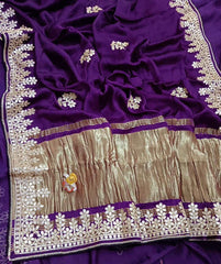Beautiful Gajji Silk Hand Gotta Work Saree