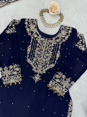 Beautiful Party-wear Georgette Cording Dori Embroidery & Sequence Work Suit