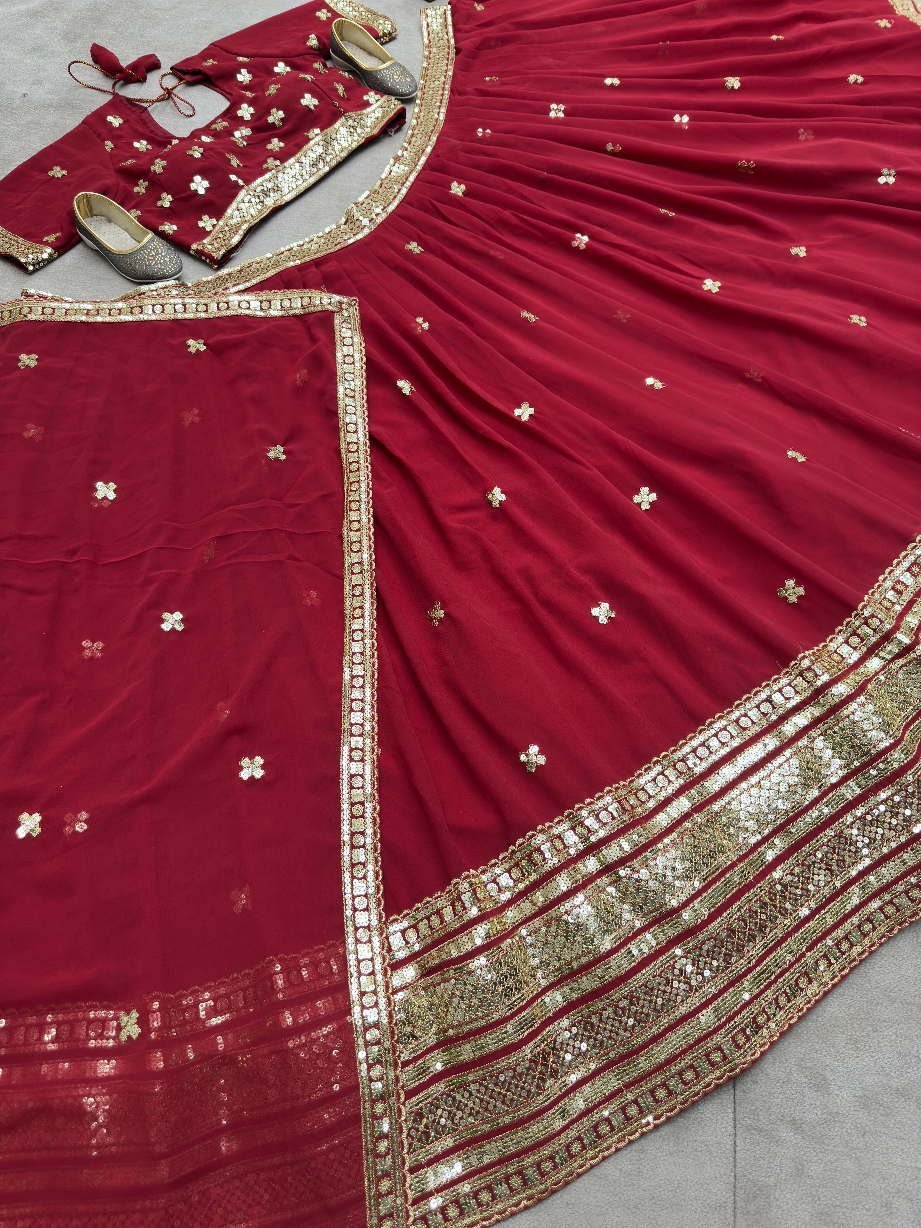 Beautiful Trending Partywear Georgette Embroidery & Sequence Work Lehenga Choli