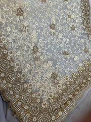 Party-wear Net Embroidery With Pearls Diamond Work Saree