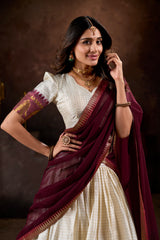 Beautiful Traditional Kalyani Cotton Chex With Zari Weaving Work Lehenga Choli
