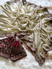Party-wear Rangoli Silk Zari & Thread Embroidery Work Saree