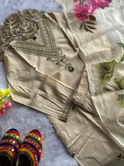 Beautiful Roman Silk Embroidery With Sequence Work Dress