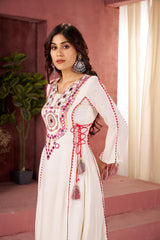 Girly Stylish Thread & Real Mirror With Tassels & Fancy Lace Co-Ord Set