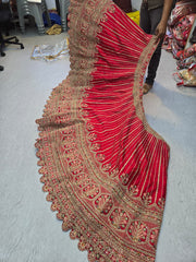 Red Trending Premium Silk With Zarkan Diamond & Embroidery Work Bridal Lehenga