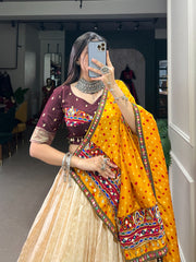 Beautiful Printed With Foil And Original Mirror Work Lehenga Choli