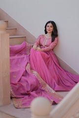 Viral Trending Gold-Crush Fabric With Sequence Multi Embroidered Work Gown