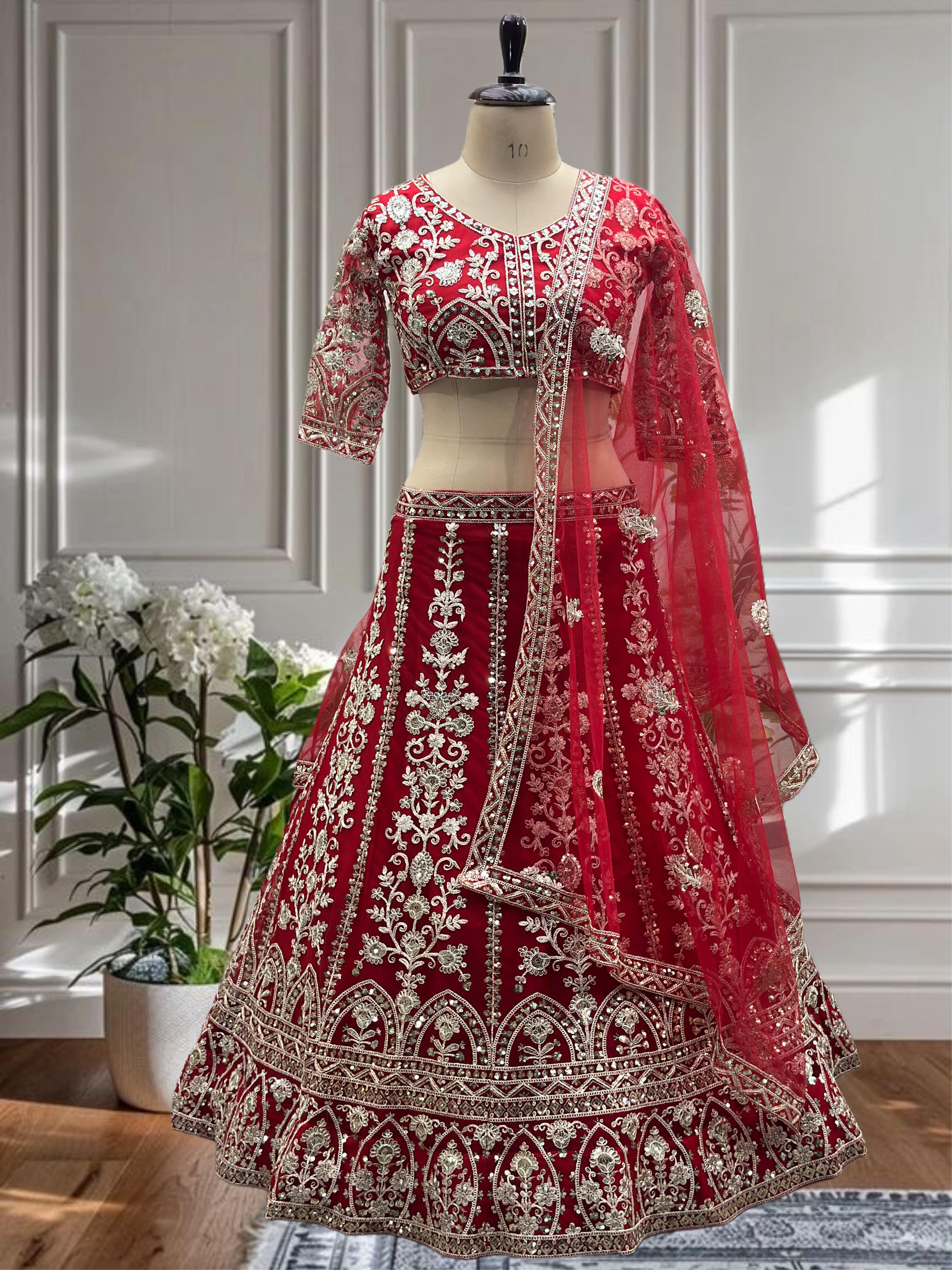 Engagement Special Net Embroidery Sequence Coding Designer Lehenga