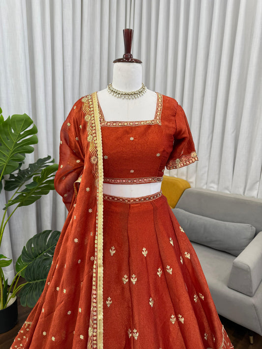 Beautiful Trending Krishma Silk Thread With Sequence Work Lehenga Choli