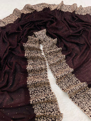 Soft Vichitra Silk Embroidery Work Saree