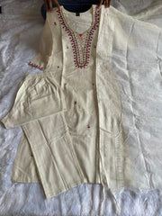 Beautiful Daily Wear Khadi Cotton With  Embroidery Work Dress