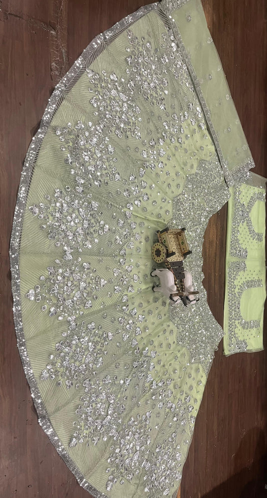 Wedding Special Butterfly Net Foil Mirror Sequence Work Lehenga Choli