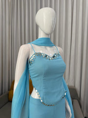 Trendy 90’s Style Mirror Work Sharara Set