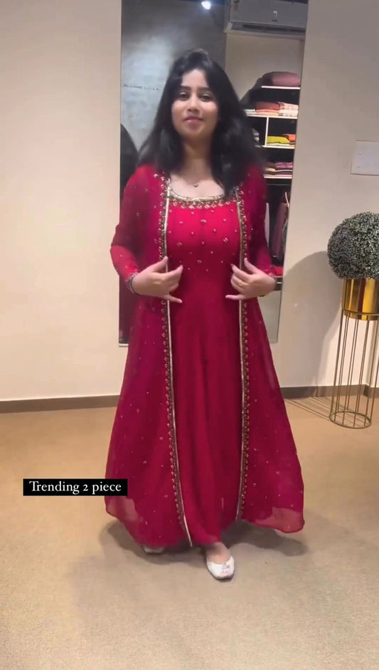 Beautiful Georgette Thread Sequence Work Gown