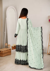 Beautiful Georgette Embroidery Thread Work Sharara