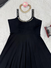 Elegant Black Colour Handwork & Real Mirror Work Gown
