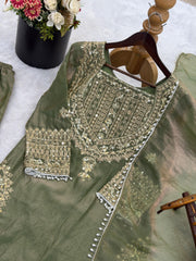 Party-wear Fendy Silk Embroidery Sequence Work Salwar Suit