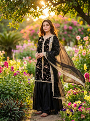 Designer Pure Fendi Silk Embroidery Work Sarara Set