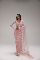 Bollywood Style Butterfly Net Embroidery Sequence Work Saree