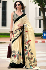 Beautiful Satin Silk With Digital Printed Saree