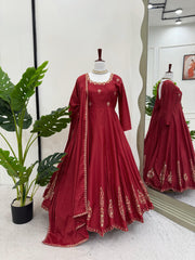 Elegance Natural Crepe Sequence Work Gown
