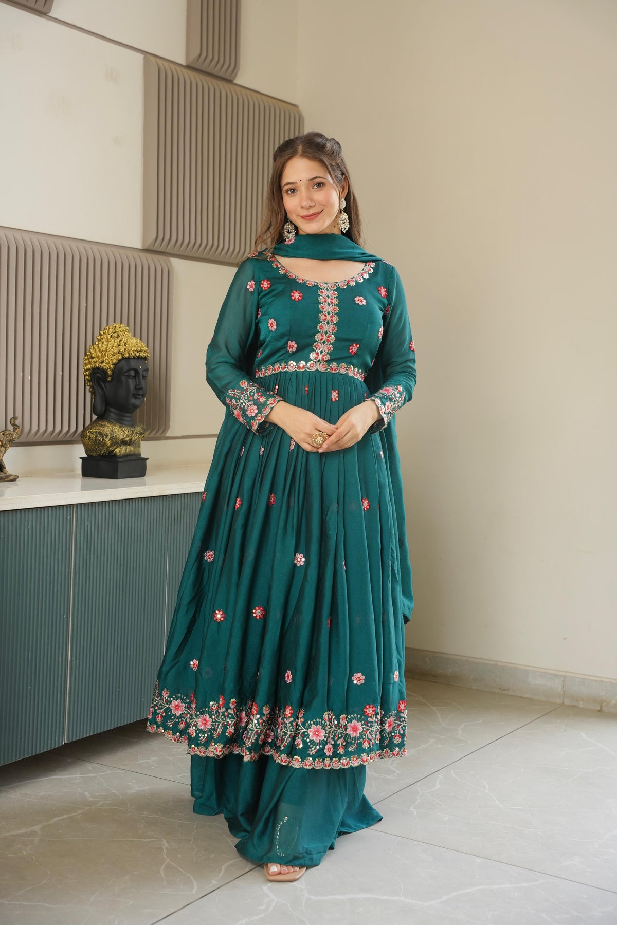 Festival Special Noha Crush Silk Embroidery Thread & Sequence Work Suitt
